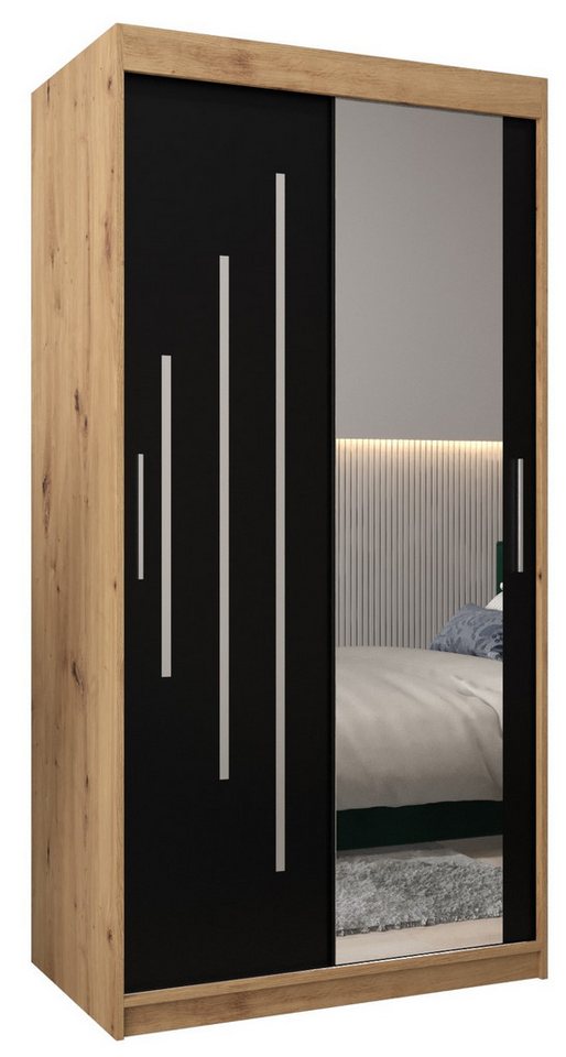 ABIKS MÖBEL Schwebetürenschrank YORK 2 Schlafzimmerschrank - mit Spiegel, Kleiderstange und Regalen von ABIKS MÖBEL