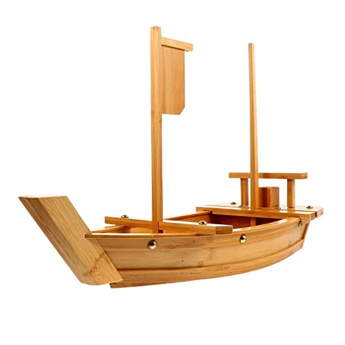 WINIAER 61 cm Holz-Sushi-Boot-Serviertablett, großer Sushi-Bootsteller für Sashimi-Brett, Meeresfrüchte-Party, ideal für Sushi-Restaurant oder Zuhause (61 cm) von WINIAER