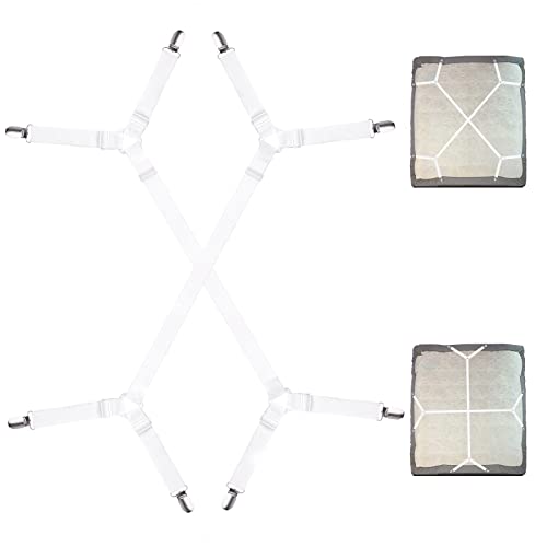 WINKIO Bettlakenspanner Verstellbar, 100-250cm Dreiecksspanner, Elastische Lakenspanner mit Metallclip für Faltenfreie Bettlaken, Matratze, Bügelbrett Sofa Topper (2 Stück) von WINKIO