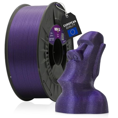 WINKLE PLA HD Glitter Filament 1.75mm Violett, 1kg Spule, 3D Drucker Filament Kompatibel mit FDM Druckern, 3D-Druckmaterialien, Maßgenauigkeit +/- 0.05mm, Leicht zu Bedrucken von WINKLE FEED YOUR PRINTER