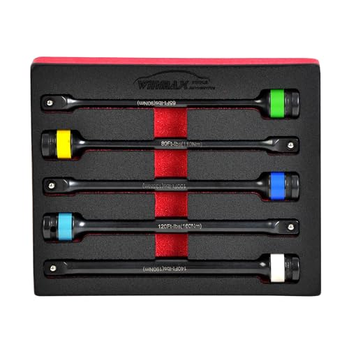 5 x 1,27 cm (1/2 Zoll) Antriebs-Drehmomentbegrenzungsverlängerungsstangen-Set, 19,8 - 42,7 m (19,8 - 42,7 m) von WINMAX TOOLS AUTOMOTIVE