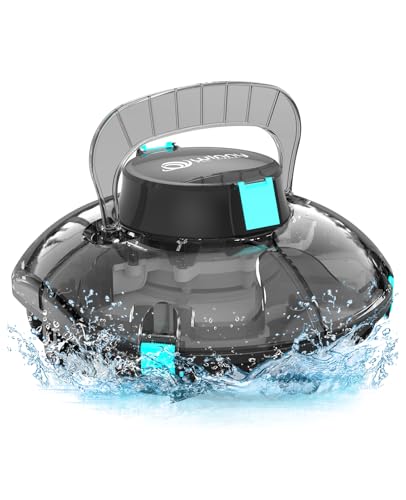 WINNY POOL CLEANER Winny 200 Poolroboter, Poolsauger kabellos mit Akku, 75 Min. Laufzeit, für Aufstellpools bis 60 m², Doppelfiltration, Automatisches Parken, Kompakt Leicht (Transparentes Schwarz) von WINNY POOL CLEANER