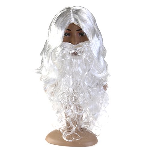 WINOMO Deluxe Santa Kostüm Kostüm Wizard Perücke und Bart Set Weihnachten Halloween von WINOMO