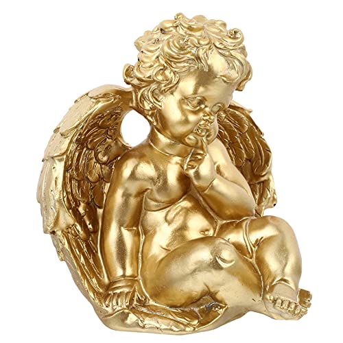 WINOMO Baby Engel Figur Dekofigur Kunstharz Figur Grab Engelfigur Engelchen Schutzengel Glücksengel Geschenkidee Polyresin Hauptdekoration Statue Goldene von WINOMO