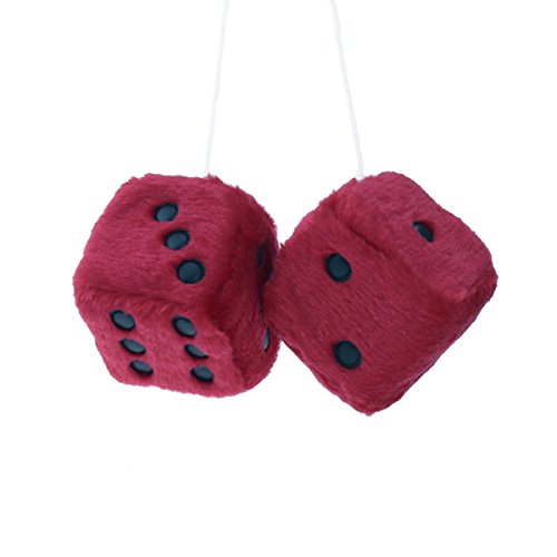 WINOMO Fuzzy Dice Hanging Charm Auto Auto Rückspiegel Hanging Zubehör für Auto Dekoration (rot) von WINOMO