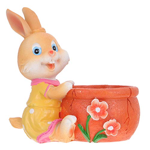 WINOMO Hase Figur Sukkulenten Topf Osterhase Pflanztopf Kaktus Blumentopf Kaninchentopf Übertopf Bunny Figur Dekofigur für Innen Außen Büro Garten Ostern Dekoration von WINOMO