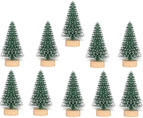 WINOMO Mini Weihnachtsbaum Künstlicher, Miniaturkiefern Sisalbäume mit Jetzt Bedeckten Kiefernholz Basis Weihnachtsbaum Set Tischbäume für Miniaturszenen Weihnachten Basteln Und Entwerfen von WINOMO