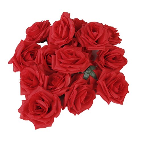 WINOMO Seidenrosen Blütenkopf künstliche Blumen Hochzeit 20pcs Köpfe (rot) von WINOMO