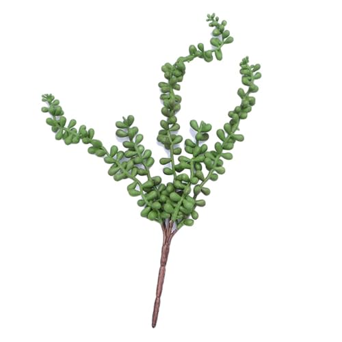 winomo 2 Künstliche Succulenten Perlen fleischigen grün Vine Flower Rattan Simulation Aufhängen String of Pearls Hängekorb Plant Lover Home Garten Dekoration 35 x 25 cm von WINOMO