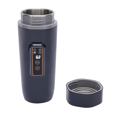 Tragbarer Elektrischer Wasserkocher, 300W 350ml 220V Edelstahl Thermoskanne mit Temperaturregelung für Reise Büro Hotel Camping Schwarz​ von WINPANG