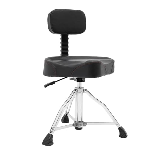 WINPANG Höhenverstellbarer Trommelhocker, Mit Rückenlehne Pneumatisch 360° Drehbar Faltbar Langlebiger Stahl Gedächtnisschaum Sitz Musiker Studio​ von WINPANG