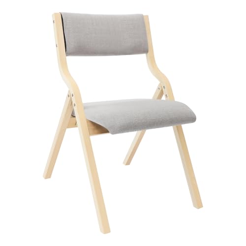 WINPANG Klappstuhl Massivholz,Mit Gepolstertem Sitz Grau Modern – Faltbarer Gartenstuhl Balkonmöbel Campingstuhl Für Innen & Außen von WINPANG