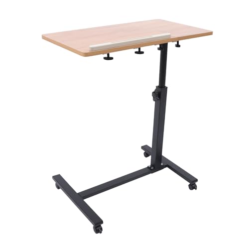 WINPANG Verstellbares Stehpult Mobile Workstation, mit Rädern, drehbarer Tischplatte & ergonomischem Design für Büro und Zuhause - Schwarz/Holz von WINPANG