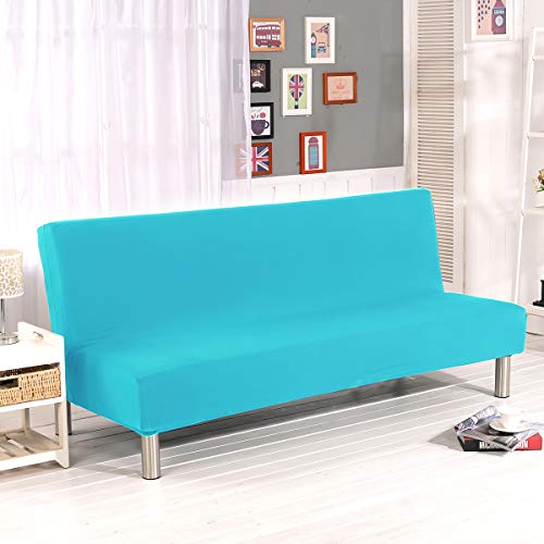 WINS Sofabezug für 3-Sitzer, für Schlafsofa, dehnbar, ohne Arm, Bezug für Futon-Sofa, verstellbar, Himmelblau von WINS