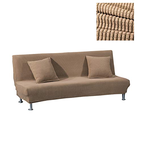 WINS Sofabezug ohne armlehnen 3 sitzer Stretch Abdeckung Husse für Sofabett Armless Sofaüberzug Sofahusse Ohne Armlehne Braun von WINS