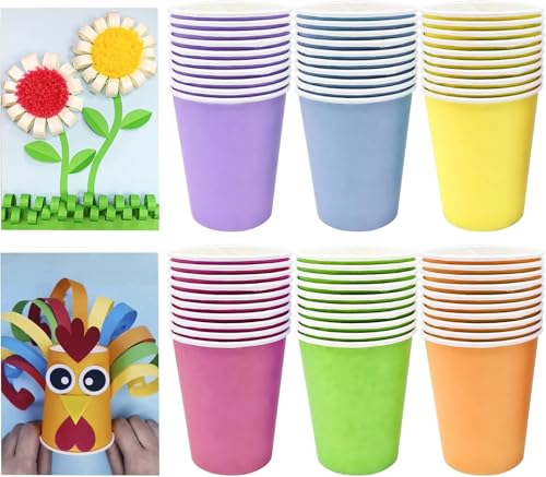 WINSDL 60 Stück Farbe Pappbecher, Multicolor Partybecher für Hochzeit Kinder Bastelarbeiten Bastelmaterial, Praktisch und Schön (6 Farben) von WINSDL