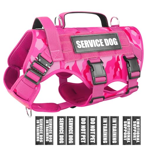 WINSEE Service-Hundegeschirr für große Hunde, taktische Arbeitsweste mit 10 Haustier-Patches, kein Ziehen, strapazierfähiges Geschirr für Training, Jagd, Spazierengehen von WINSEE