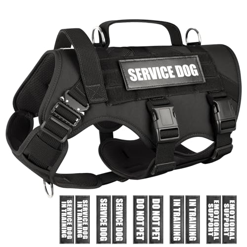 WINSEE Service-Hundegeschirr für mittelgroße Hunde, Taktische Arbeitsweste mit 10 Haustier-Patches, kein Ziehen, strapazierfähiges Geschirr für Training, Jagd, Spazierengehen von WINSEE