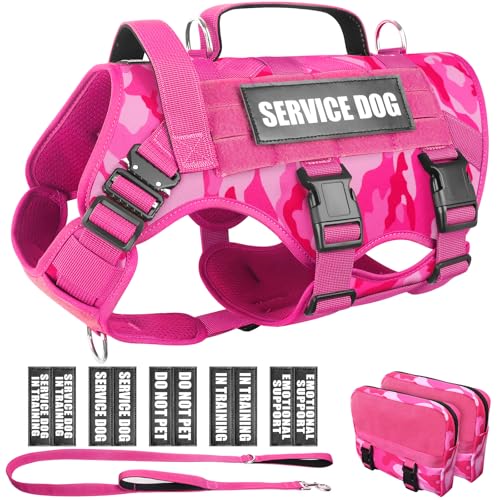 WINSEE Taktisches Hundegeschirr mit Hundeleine, Service-Arbeitsweste mit 10 Haustier-Patches für Hunde, kein Ziehen, Militärgeschirr und Rucksack für Training, Jagd, Spazierengehen WINSEE Taktisches Hundegeschirr mit Hundeleine, Service-Arbeitsweste mit 10 Haustier-Patches für Hunde, kein Ziehen, Militärgeschirr und Rucksack für Training, Jagd, Spazierengehen von WINSEE