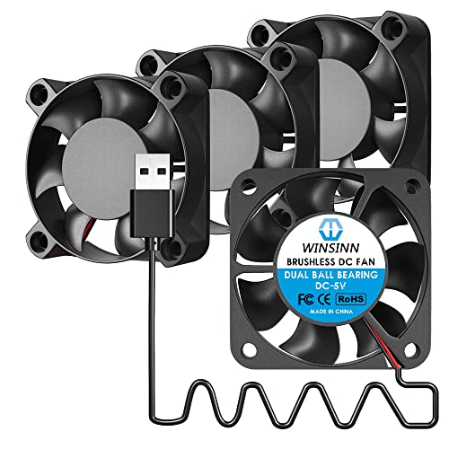 WINSINN 40 mm kleiner USB-Ventilator, 5 V, Micro-Mini-USB, 5 Volt-Lüfter, 4010 Doppelkugellager, 1000 mm Kabel, bürstenlose Kühlung, 40 mm x 10 mm (4 Stück) von WINSINN