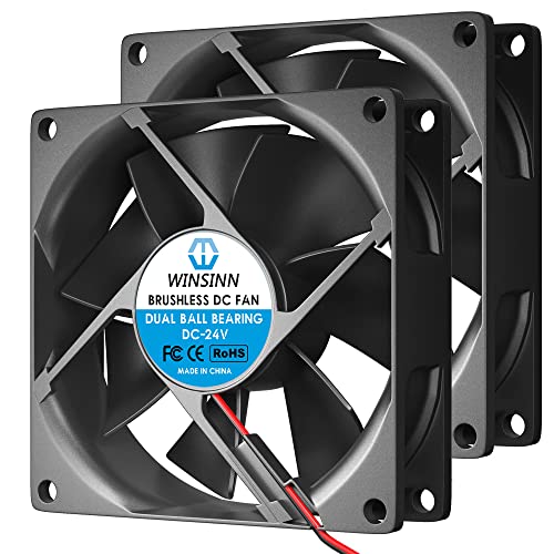WINSINN 80mm Lüfter 24V Doppelkugellager Bürstenlos 8025 80x25mm Kühlung zur Kühlung PC Computergehäuse CPU Set-Top-Box Router Empfänger DVR Playstation Xbox - hohe Geschwindigkeit (2 Stück) von WINSINN