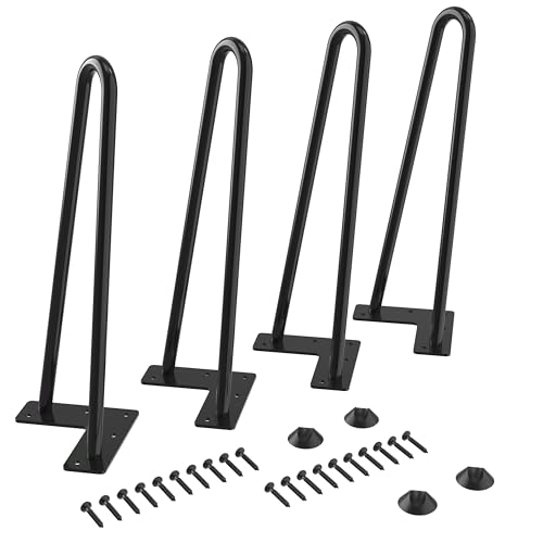 WINSOON 4er Set Haarnadel Tischbeine 30cm Metall Hairpin Legs DIY Tischbeine Möbelfüße Tischkufen aus Stahl mit Bodenschoner und Schrauben Verfügbar für Schreibtisch Esstisch, Couchtisch, Tisch von WINSOON