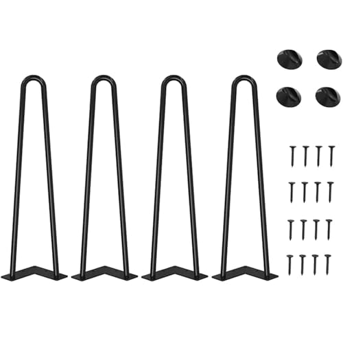 WINSOON 4er Set Haarnadel Tischbeine 40cm Metall Hairpin Legs DIY Tischbeine Möbelfüße Tischkufen aus Stahl mit Bodenschoner und Schrauben Verfügbar für Schreibtisch Esstisch, Couchtisch, Tisch von WINSOON