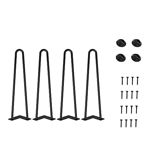 WINSOON 4er Set Haarnadel Tischbeine 45cm Metall Hairpin Legs DIY Tischbeine Möbelfüße Tischkufen aus Stahl mit Bodenschoner und Schrauben Verfügbar für Schreibtisch Esstisch, Couchtisch, Tisch von WINSOON