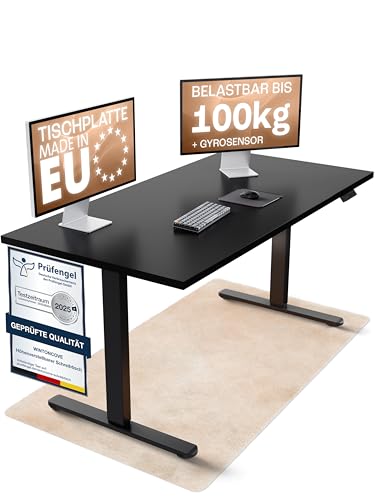 WINTONCOVE Höhenverstellbarer Schreibtisch elektrisch 120x60cm [Zertifiziert] Stabiler elektrischer Schreibtisch | höhenverstellbar elektrisch mit Dual-Motor & sauberem Kabel-Versteck von WINTONCOVE
