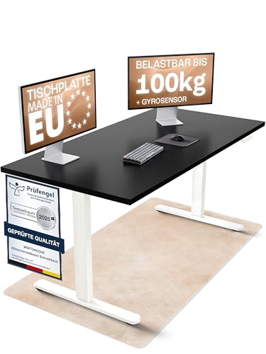 WINTONCOVE Höhenverstellbarer Schreibtisch elektrisch 160x80cm [Zertifiziert] Stabiler elektrischer Schreibtisch | höhenverstellbar elektrisch mit Dual-Motor & sauberem Kabel-Versteck von WINTONCOVE