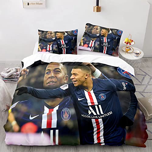 WINUO - Fußballstars in Paris Bettwäsche Set 135x200cm Mikrofaser - 3D Digital Print Bettwäsche und 1 Kissenbezug 80x80cm von WINUO