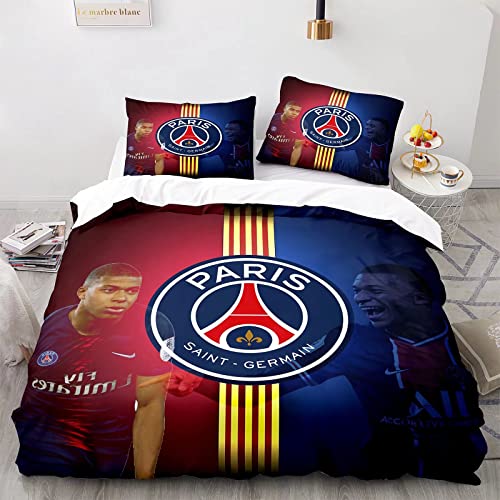 WINUO - Fußballstars in Paris Mbappe Bettwäsche Set 135x200cm Mikrofaser - 3D Digital Print Bettwäsche und 1 Kissenbezug 50x75cm von WINUO