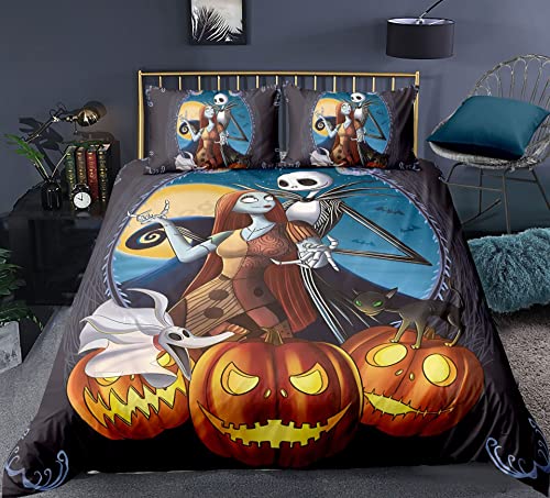 WINUO - Halloween Bettwäsche Set 135x200cm Mikrofaser - 3D Digital Print Jack Bettwäsche und 1 Kissenbezug 80x80cm von WINUO