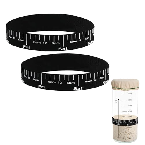 WINUSD 2 x Datumsmarkiertes Futterband, Ersatzzubehör für Sauerteig-Starter-Set, passend für Gläser mit einem Durchmesser von 7,6 - 10,2 cm – verbessern Sie Ihr Gärerlebnis von WINUSD