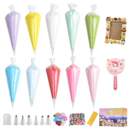 Decoden Cream Glue Kit, 100g Simulation Falsche Schlagsahne Decoden Creme Glue, DIY Handyhülle Kit, Deco Creme mit Harz Dekorationen und Düsen für DIY Handwerk Geschenk, Aufgeschlagene Tonerde(10Pcs) Decoden Cream Glue Kit, 100g Simulation Falsche Schlagsahne Decoden Creme Glue, DIY Handyhülle Kit, Deco Creme mit Harz Dekorationen und Düsen für DIY Handwerk Geschenk, Aufgeschlagene Tonerde(10Pcs) von WINUSD