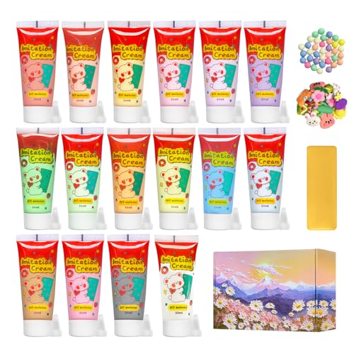 Decoden Cream Glue Kit, Simulation Fake Whipped Decodieren Decor Cream Glue with Resin Decorations and Nozzles Suitable for DIY Arts and Crafts Gift, DIY Phone Case KitWhipped Clay (48.2 g) von WINUSD