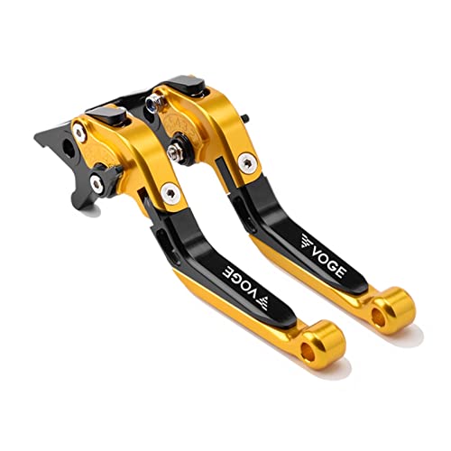 WINVOX Bremshebel und Kupplung Compatible with Lon CIN Voge 650 500 DS 500R 500R 650DS 500DS Motorradzubehör Einstellbare Faltbare Ausziehbare Bremsen Kupplungshebel(Gold+Gold+Black) von WINVOX