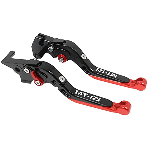 WINVOX Bremshebel und Kupplung Replacement For Ya Ma Ha MT125 MT 125 MT-125 2014-2019 Motorradzubehör CNC Einstellbare Klapp Ausziehbare Bremskupplungshebel Griff(Black+Red) von WINVOX