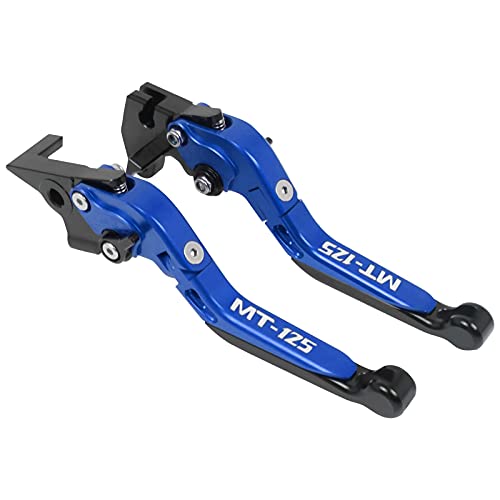 WINVOX Bremshebel und Kupplung Replacement For Ya Ma Ha MT125 MT 125 MT-125 2014-2019 Motorradzubehör CNC Einstellbare Klapp Ausziehbare Bremskupplungshebel Griff(Blue+Black) von WINVOX
