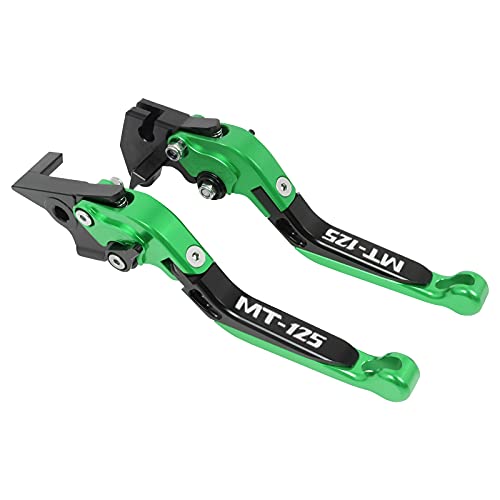 WINVOX Bremshebel und Kupplung Replacement For Ya Ma Ha MT125 MT 125 MT-125 2014-2019 Motorradzubehör CNC Einstellbare Klapp Ausziehbare Bremskupplungshebel Griff(Green+Black+Green) von WINVOX