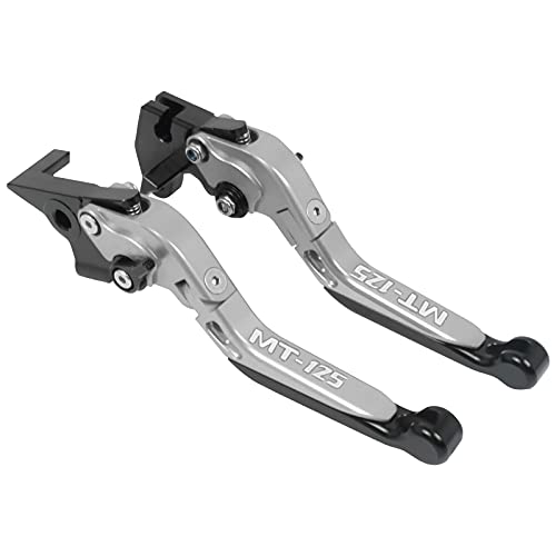 WINVOX Bremshebel und Kupplung Replacement For Ya Ma Ha MT125 MT 125 MT-125 2014-2019 Motorradzubehör CNC Einstellbare Klapp Ausziehbare Bremskupplungshebel Griff(Grey+Black) von WINVOX