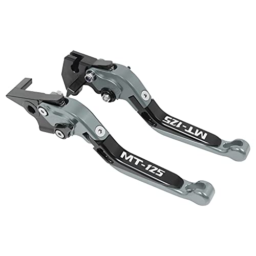 WINVOX Bremshebel und Kupplung Replacement For Ya Ma Ha MT125 MT 125 MT-125 2014-2019 Motorradzubehör CNC Einstellbare Klapp Ausziehbare Bremskupplungshebel Griff(Grey+Black+Grey) von WINVOX