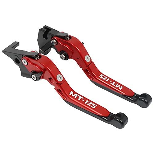 WINVOX Bremshebel und Kupplung Replacement For Ya Ma Ha MT125 MT 125 MT-125 2014-2019 Motorradzubehör CNC Einstellbare Klapp Ausziehbare Bremskupplungshebel Griff(Red+Black) von WINVOX
