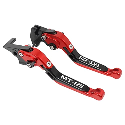WINVOX Bremshebel und Kupplung Replacement For Ya Ma Ha MT125 MT 125 MT-125 2014-2019 Motorradzubehör CNC Einstellbare Klapp Ausziehbare Bremskupplungshebel Griff(Red+Black+Red) von WINVOX