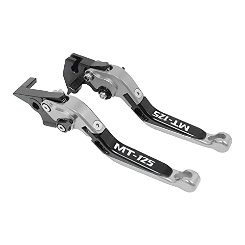 WINVOX Bremshebel und Kupplung Replacement For Ya Ma Ha MT125 MT 125 MT-125 2014-2019 Motorradzubehör CNC Einstellbare Klapp Ausziehbare Bremskupplungshebel Griff(Silver+Black+Silver) von WINVOX