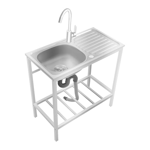 Freistehendes Waschbecken für den Außenbereich, Edelstahl-Spülbecken mit Unterschrank, Waschtisch, geeignet für Esszimmer, Küchen und Garagen. Freistehendes Waschbecken für den Außenbereich, Edelstahl-Spülbecken mit Unterschrank, Waschtisch, geeignet für Esszimmer, Küchen und Garagen. von WINZING