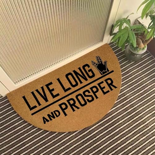 Lustige halbrunde Fußmatte Live Long and Prosper, halbrund, Eingangsmatte mit strapazierfähiger, rutschfester Unterseite, 74,9 x 43,2 cm Lustige halbrunde Fußmatte Live Long and Prosper, halbrund, Eingangsmatte mit strapazierfähiger, rutschfester Unterseite, 74,9 x 43,2 cm von WINZNOF