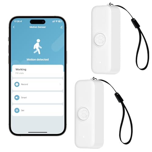 WIOONI WLAN Bewegungsmelder innen, Drahtloser Bewegungssensor mit Fernüberwachungs App, Bewegungsmelder für Haussicherheit und intelligente Hausautomation, Sprachbefehl kompatibel mit Alexa, 2 Pack von WIOONI