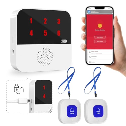 WIOONI Notrufknopf für Senioren Notruf Kabellos Notfallknopf, Hausnotruf intern, Kompatibel mit Tuya Smart/Smart Life, WiFi Smart SOS Notrufknopf-Alarm Set 2 Sender 1 Empfänger (Nur 2.4GHz Wi-Fi) WIOONI Notrufknopf für Senioren Notruf Kabellos Notfallknopf, Hausnotruf intern, Kompatibel mit Tuya Smart/Smart Life, WiFi Smart SOS Notrufknopf-Alarm Set 2 Sender 1 Empfänger (Nur 2.4GHz Wi-Fi) von WIOONI