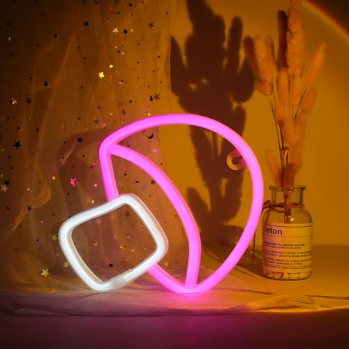 Pilz Neonschild Neon Lights Neonlicht Schild LED Licht für USB Kabel oder batteriebetrieben LED Neonlicht Neon Sign Pilzlicht für Schlafzimmer Geburtstag Neujahr Freunde Kinder (Rosa/Weiß) von WIOSOUL